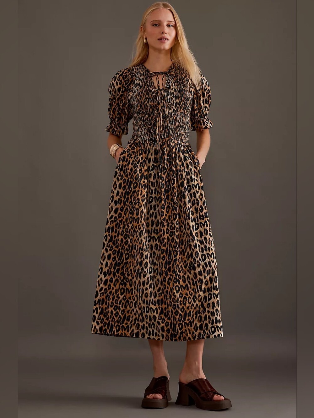 Damson Madder Bluebelle Leopard Midi Dress EU Size 14/ US Size 10